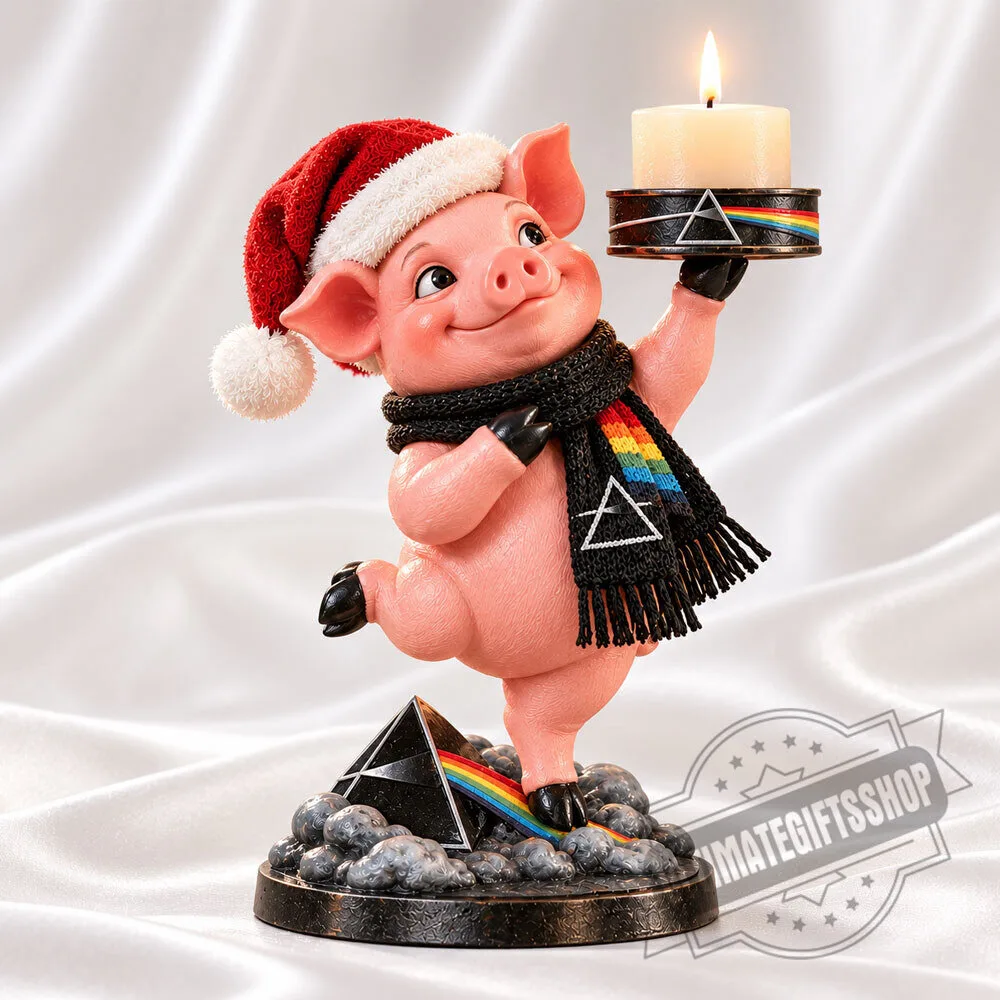 Pink Floyd Christmas Pig Candle Holder Figurine Decor 3 Pink Floyd Christmas Pig Candle Holder Figurine Decor