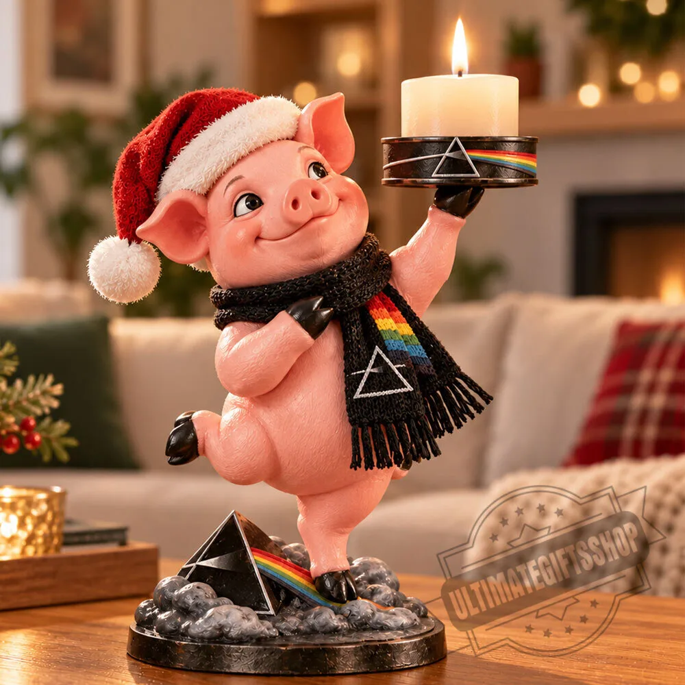 Pink Floyd Christmas Pig Candle Holder Figurine Decor 4 Pink Floyd Christmas Pig Candle Holder Figurine Decor