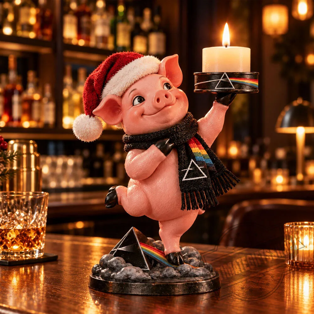 Pink Floyd Christmas Pig Candle Holder Figurine Decor 5 Pink Floyd Christmas Pig Candle Holder Figurine Decor