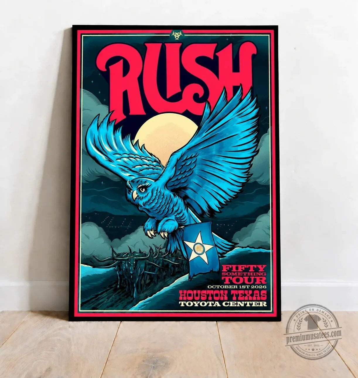 Rush Band Fifty Something Tour Houston Texas Concert Poster