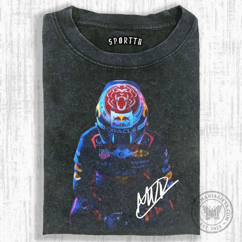 Max Verstappen Red Bull Racing F1 Driver Helmet Graphic T-Shirt 24 Max Verstappen Red Bull Racing F1 Driver Helmet Graphic T-Shirt