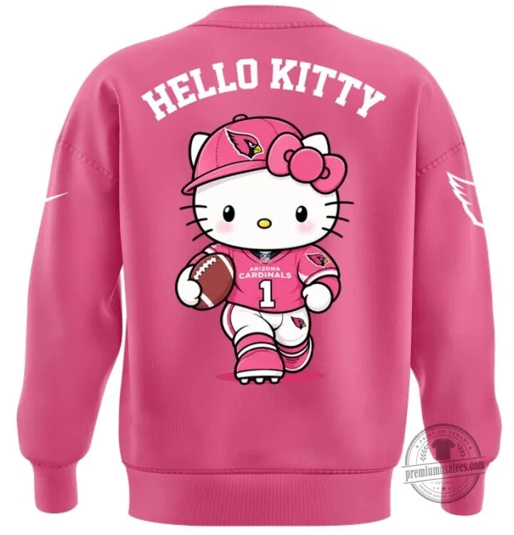 Arizona Cardinals Hello Kitty Football Pink Crewneck Sweatshirt 5 Arizona Cardinals Hello Kitty Football Pink Crewneck Sweatshirt