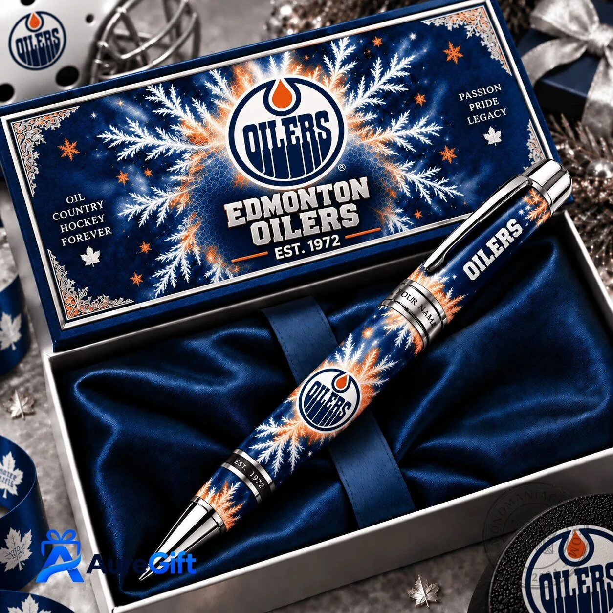 Edmonton Oilers National Hockey League Christmas Ballpoint Pen