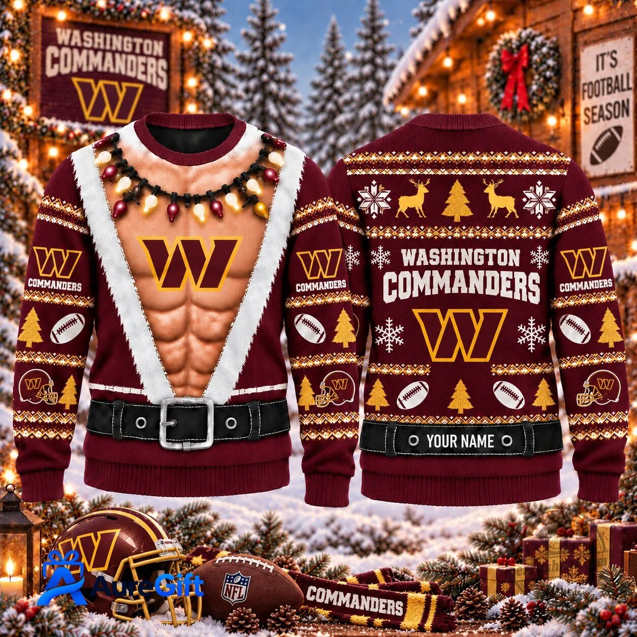 Washington Commanders Christmas Santa Claus Ugly Sweater 1 Washington Commanders Christmas Santa Claus Ugly Sweater