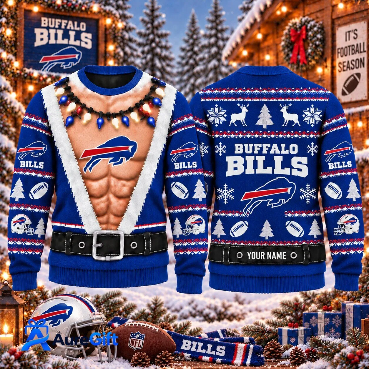 Buffalo Bills NFL Christmas Kickoff Personalized Ugly Sweater