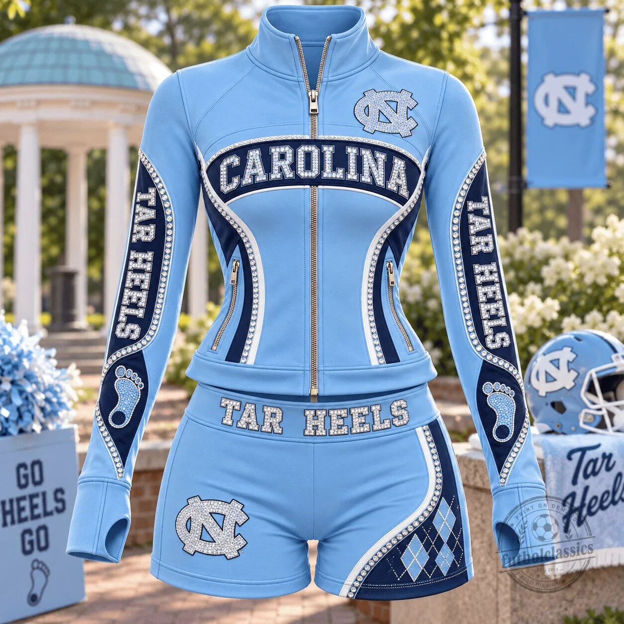 University of North Carolina Tar Heels Women's Zip-Up Jacket and Shorts Set