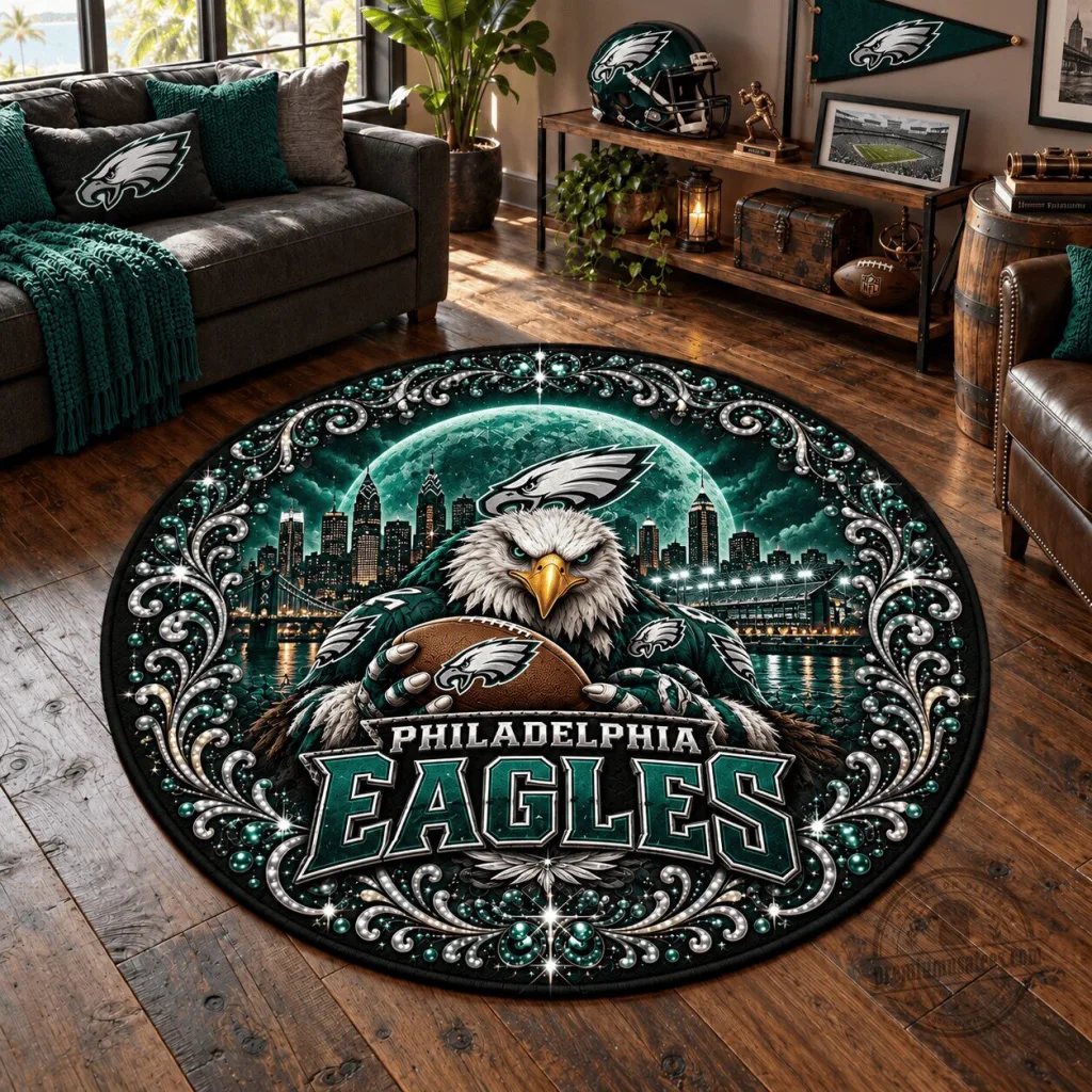 Philadelphia Eagles Football Team Round Rug Philadelphia Eagles Football Team Round Rug