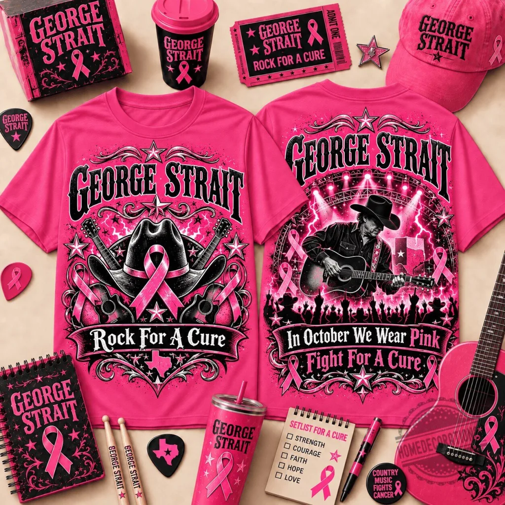 George Strait Pink Ribbon Breast Cancer Awareness Rock For A Cure T-Shirt 11 George Strait Pink Ribbon Breast Cancer Awareness Rock For A Cure T-Shirt