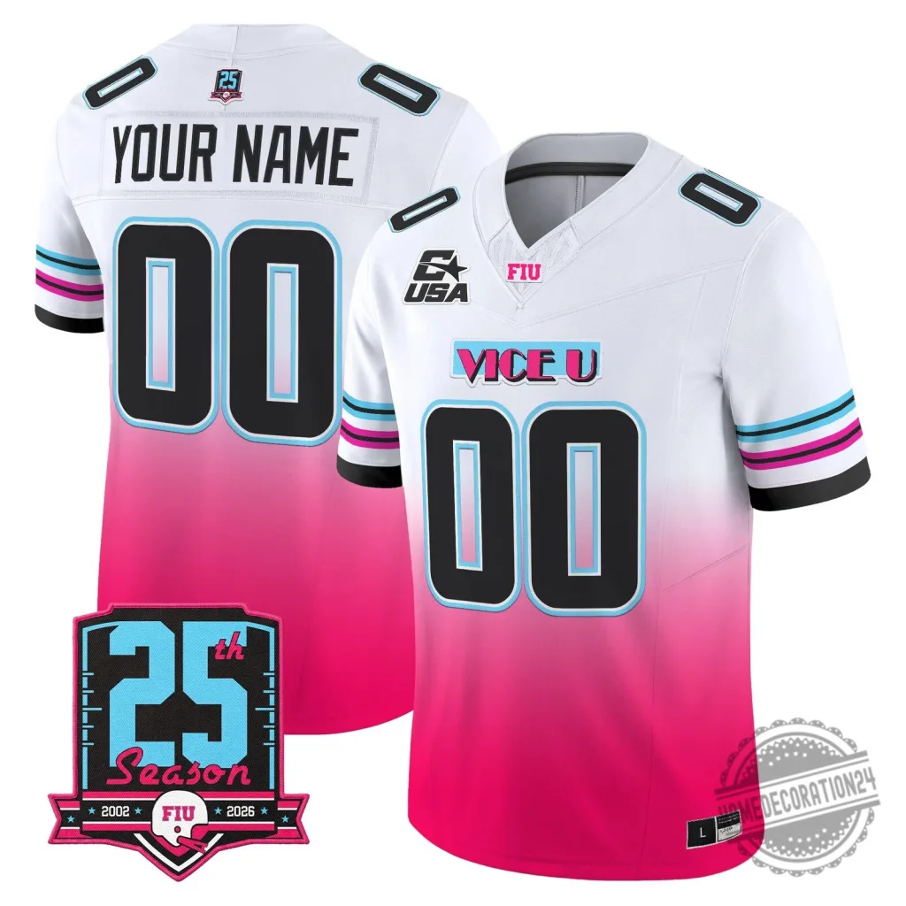 Custom Pink Vice Vapor Football Jersey for 25th Season of Florida International Panthers 9 Custom Pink Vice Vapor Football Jersey for 25th Season of Florida International Panthers