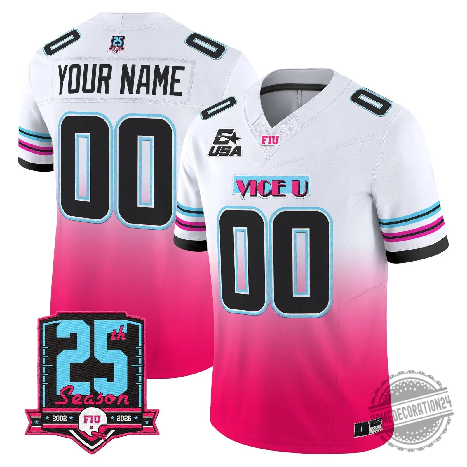 Custom Pink Vice Vapor Football Jersey for 25th Season of Florida International Panthers