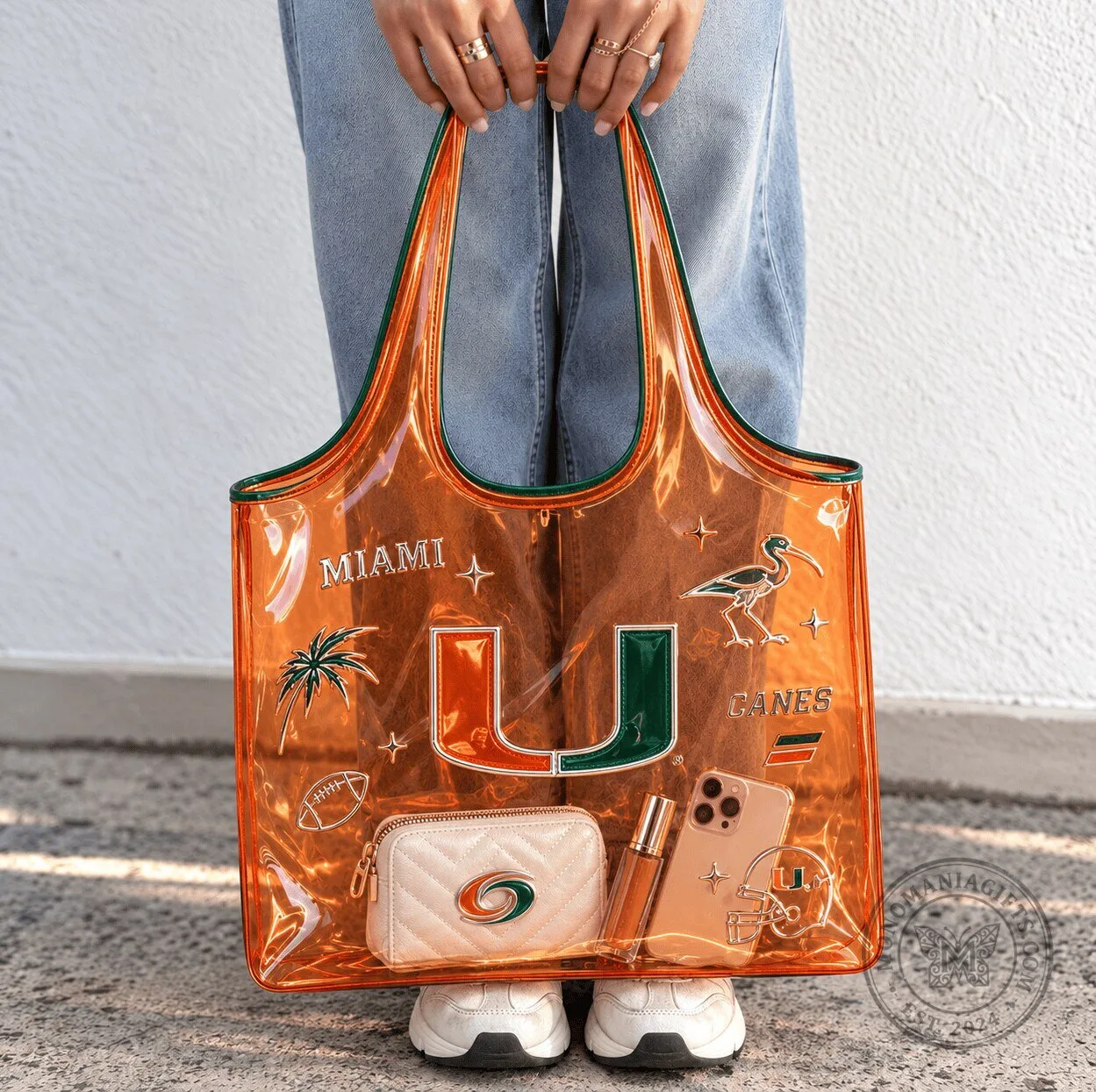 Texas Longhorns Game Day Squishies 24 Unique Characters Figurine Set 4 Miami Hurricanes Transparent Orange Tote Bag