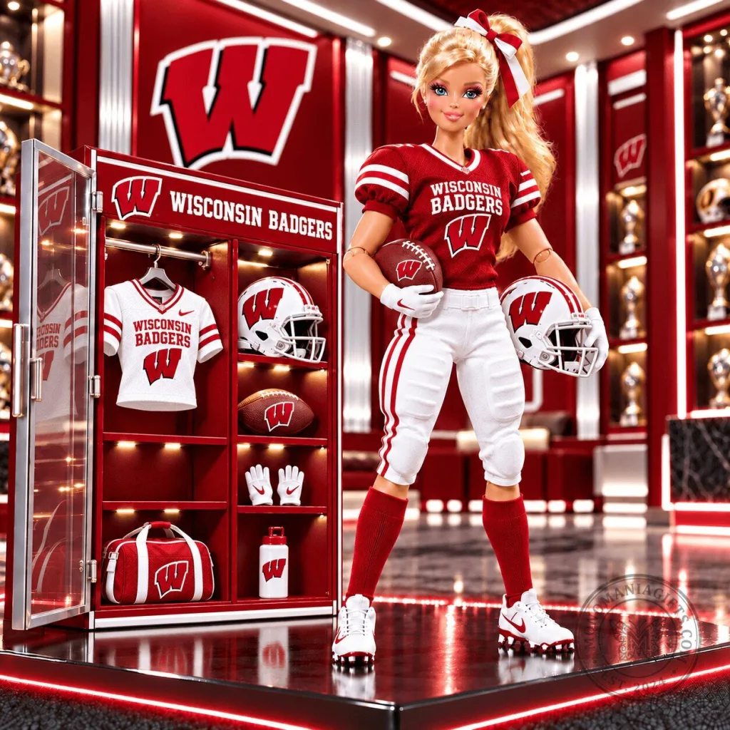 Wisconsin Badgers Barbie Doll Football Player Collectible Figure 1 Wisconsin Badgers Barbie Doll Football Player Collectible Figure