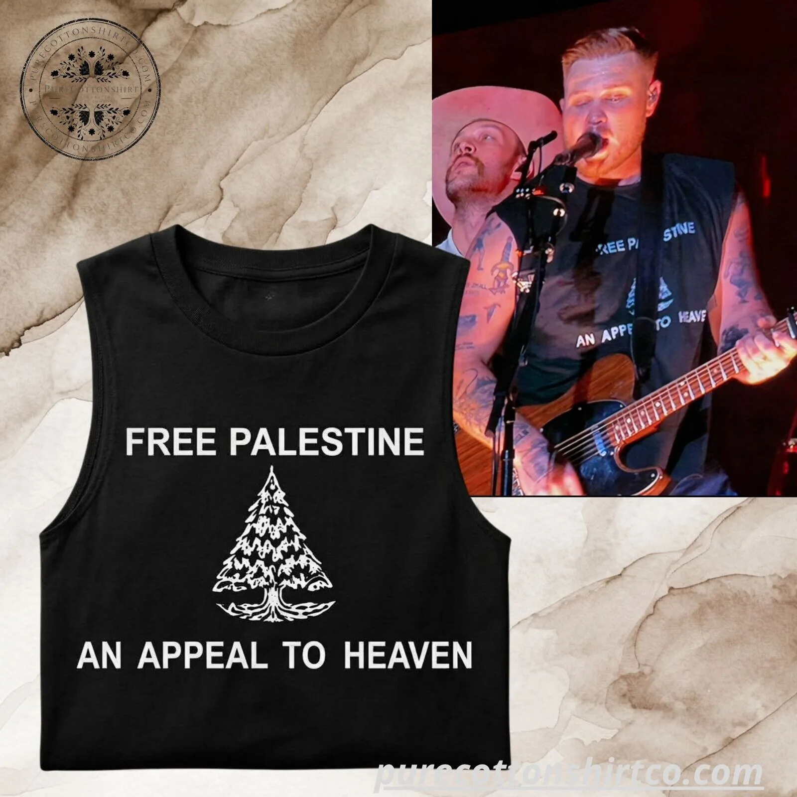 Zach Bryan 'Free Palestine' Tank Top at Kraft's Stadium