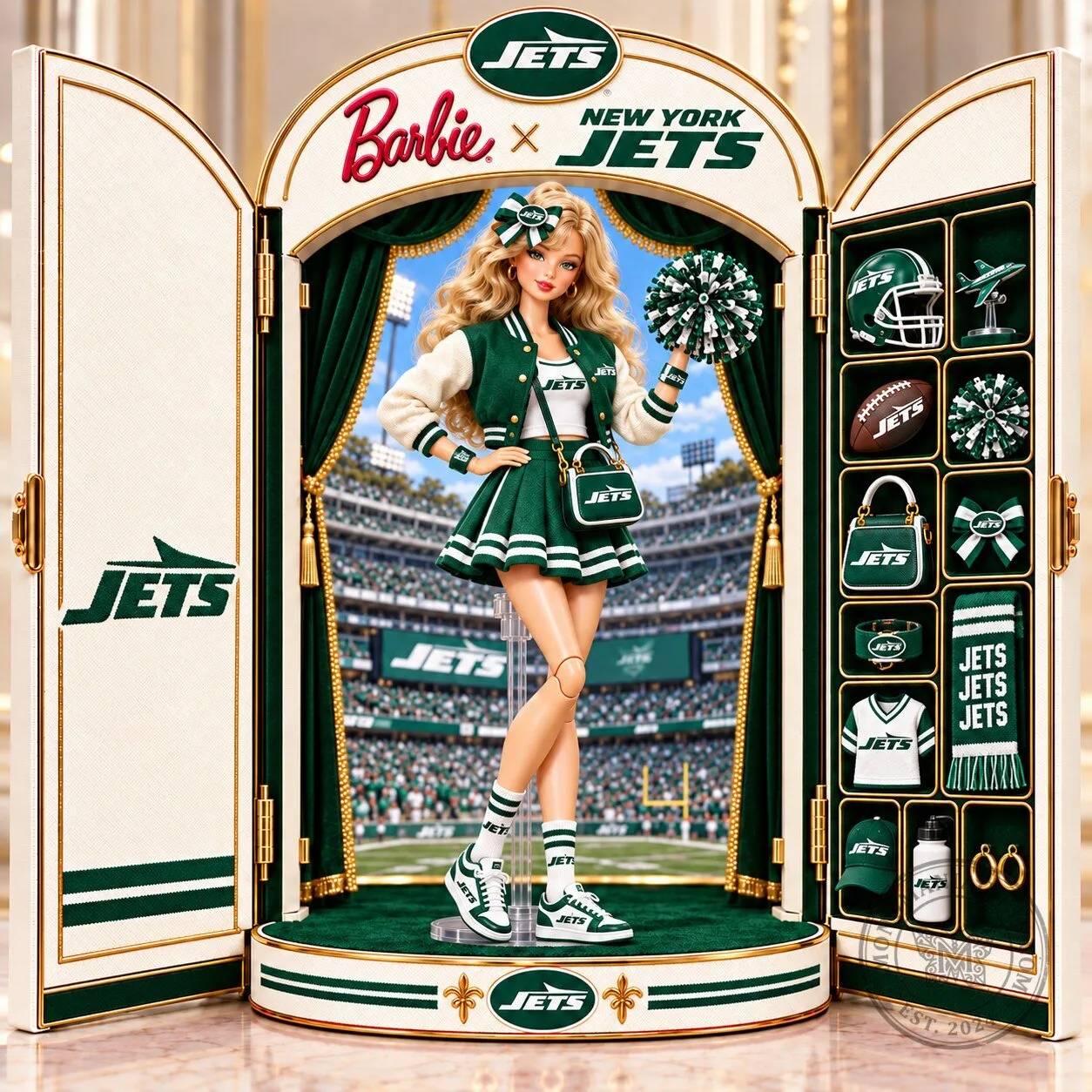 Collectible Doll of Barbie Featuring New York Jets with Accessories Commemorative Edition