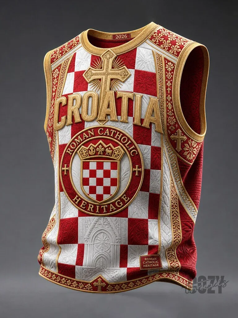 Croatia Roman Catholic Heritage Sleeveless Sports Jersey