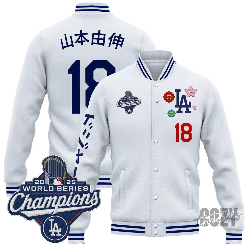 Los Angeles Dodgers 2025 World Series Champions Jacket by Takashi Murakami Los Angeles Dodgers 2025 World Series Champions Jacket by Takashi Murakami
