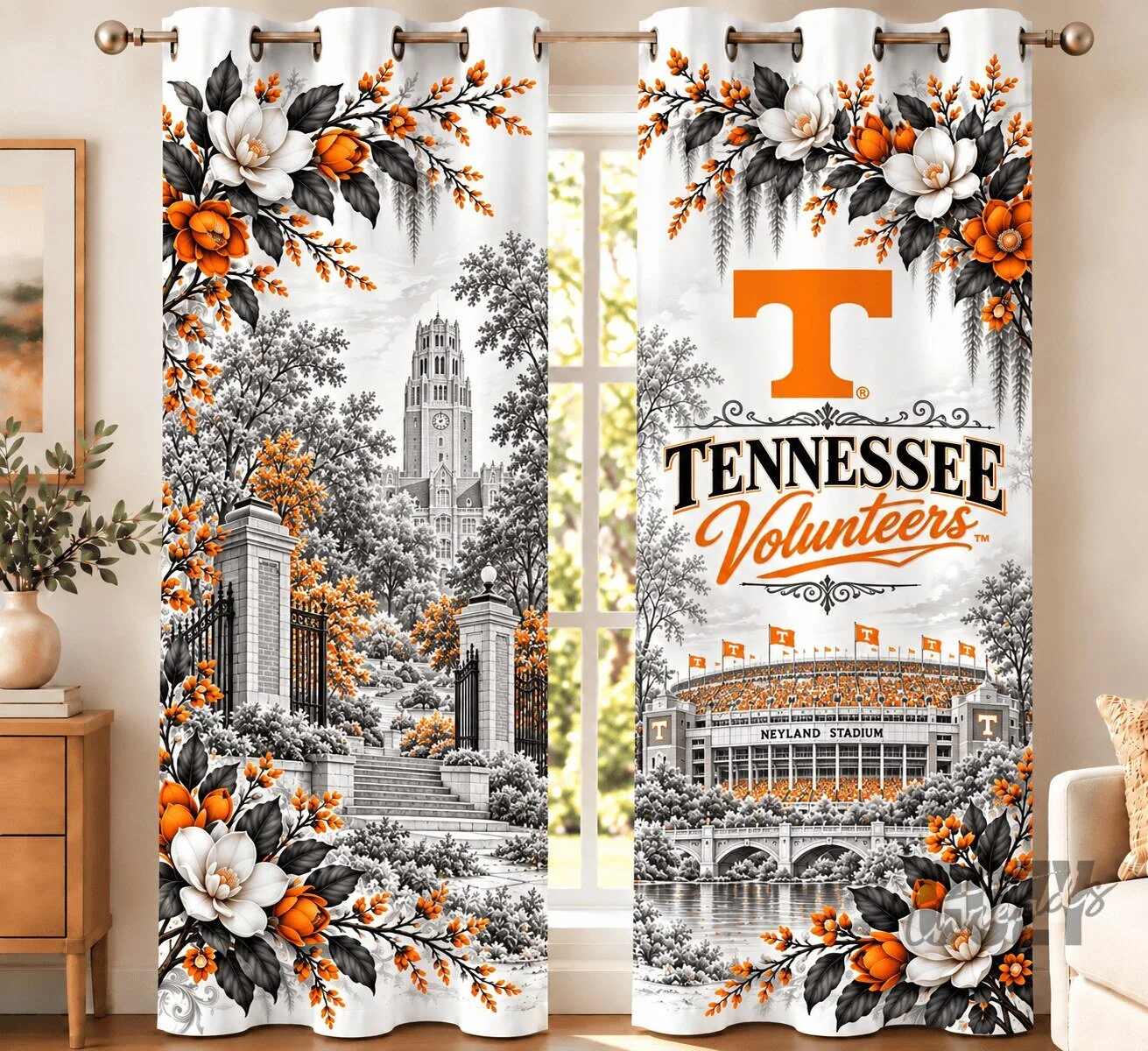 Tennessee Volunteers Neyland Stadium Floral Team Spirit Window Curtain