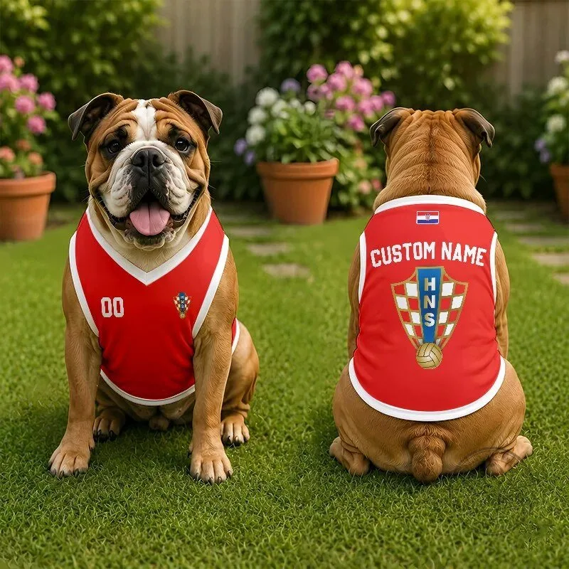 Croatia Football Pet Jersey Custom Name and Number Dog Apparel