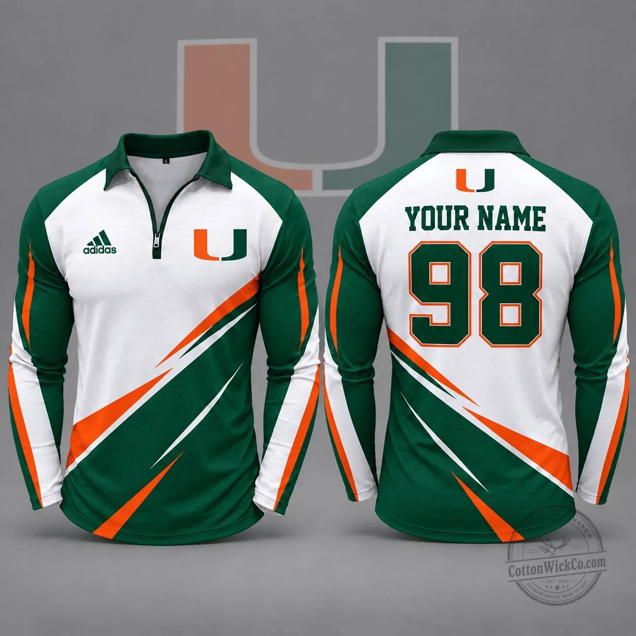 Miami Hurricanes Personalized Name and Number Dynamic Strike Long-Sleeve Polo Shirt