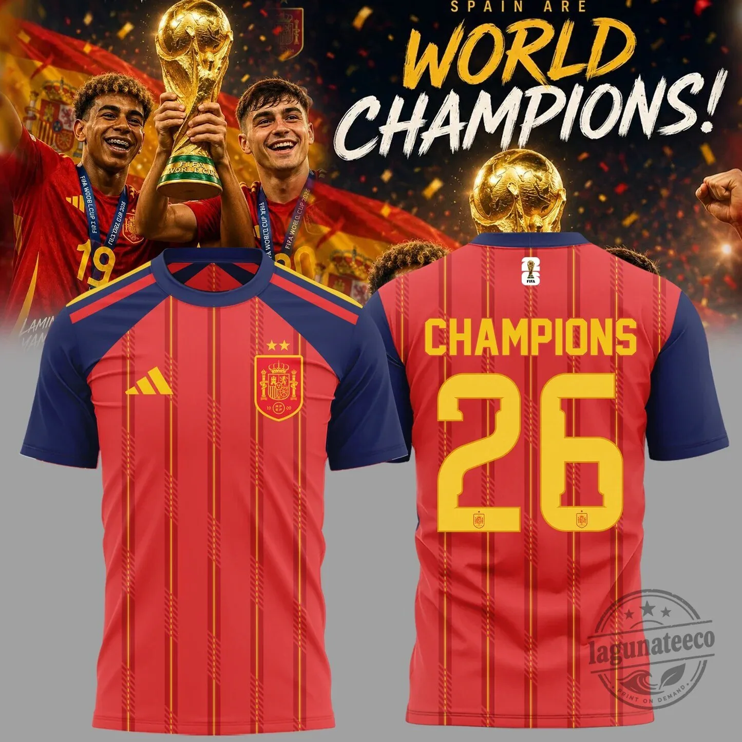 2026 World Cup Champions Jersey in Red for Spain National Football Team