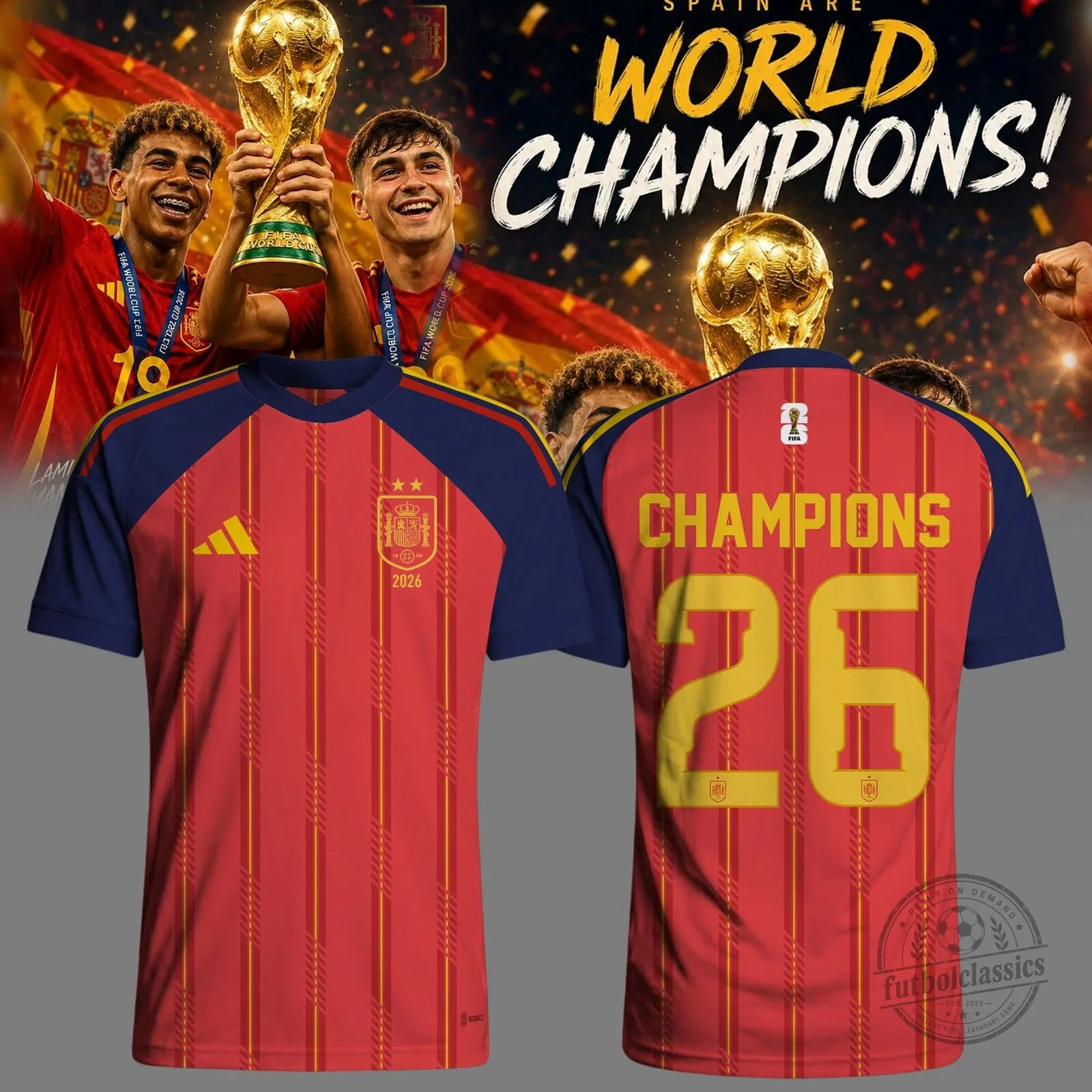 2026 World Champions Soccer Jersey of the Spain National Football Team