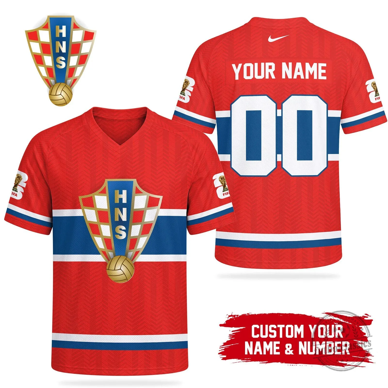Croatia National Football Team Custom Name and Number Red Jersey