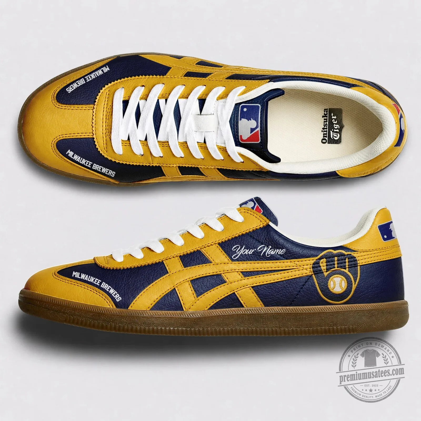 Milwaukee Brewers Baseball Team Logo Custom Name Athletic Shoes