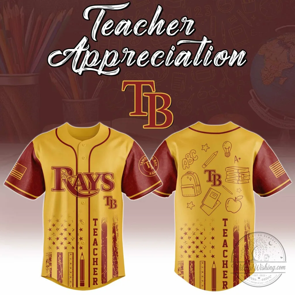Tampa Bay Rays Baseball Teacher Appreciation Yellow and Red Jersey Tampa Bay Rays Baseball Teacher Appreciation Yellow and Red Jersey