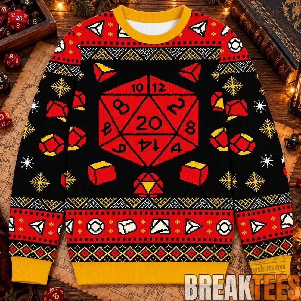 Dungeons And Dragons Dice Game Christmas Ugly Sweater