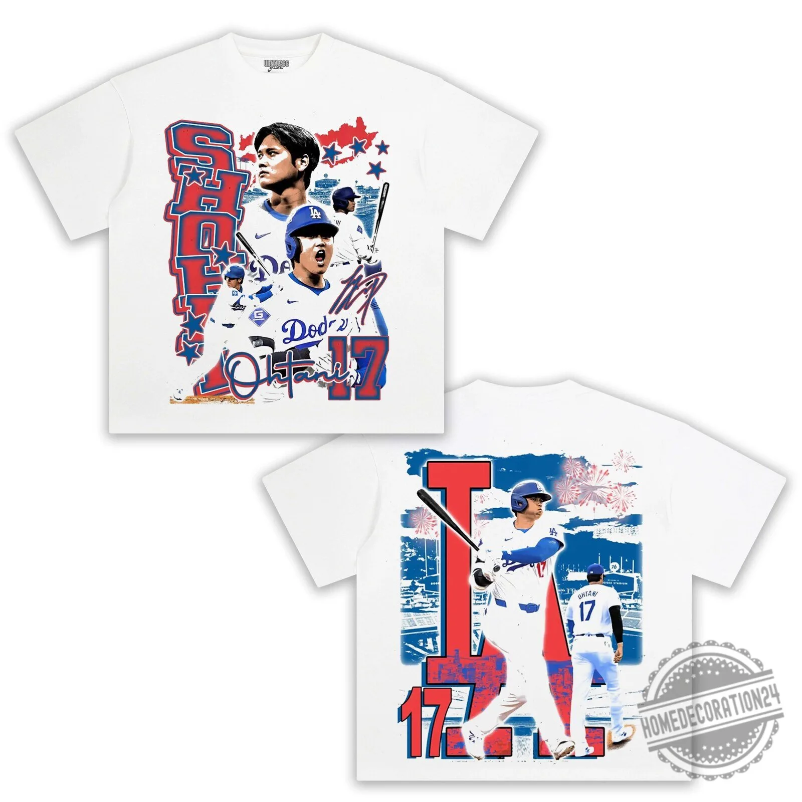Graphic T-Shirt Featuring Shohei Ohtani for Los Angeles Dodgers Baseball Fans