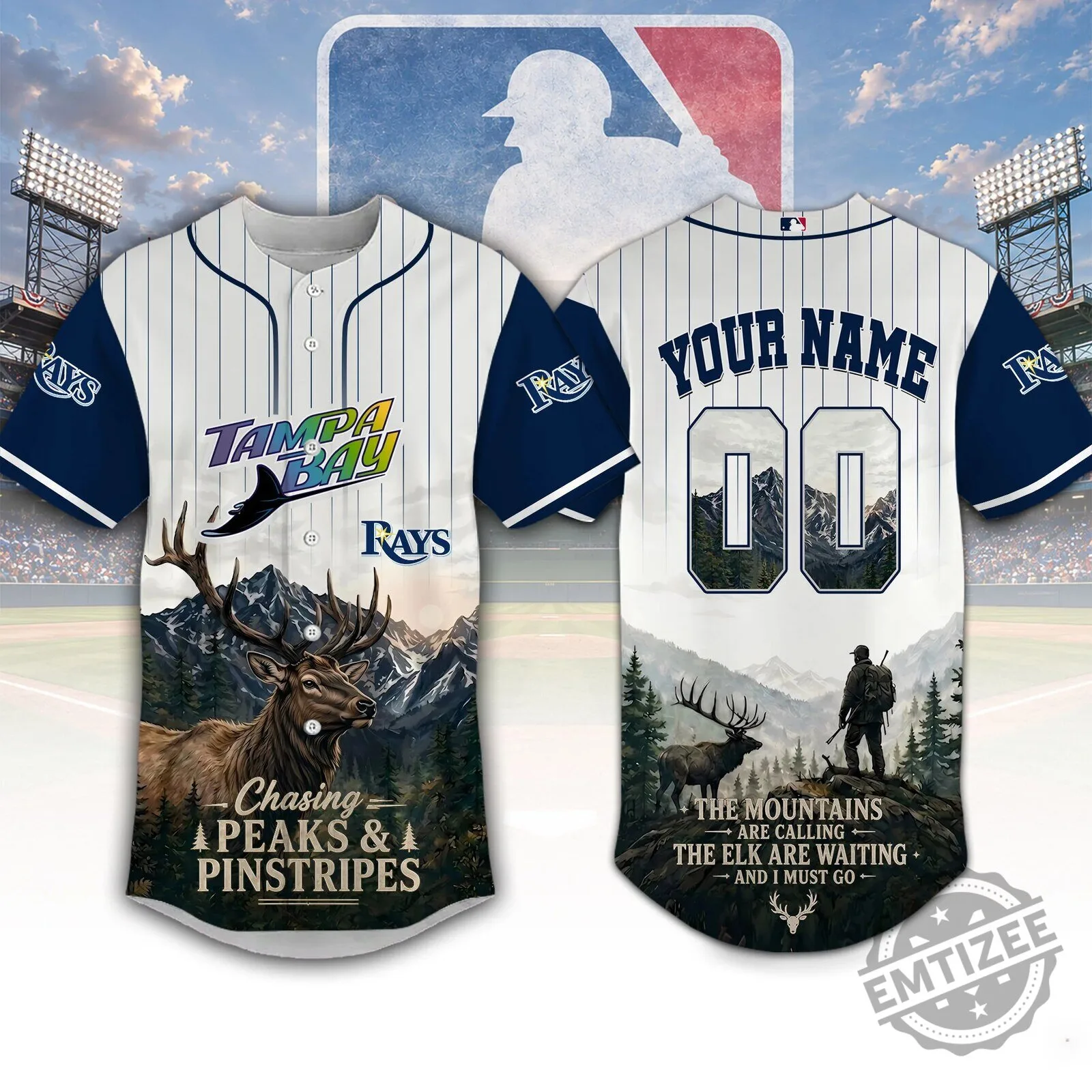 Tampa Bay Rays Baseball Hunting Personalized Pinstripe Jersey