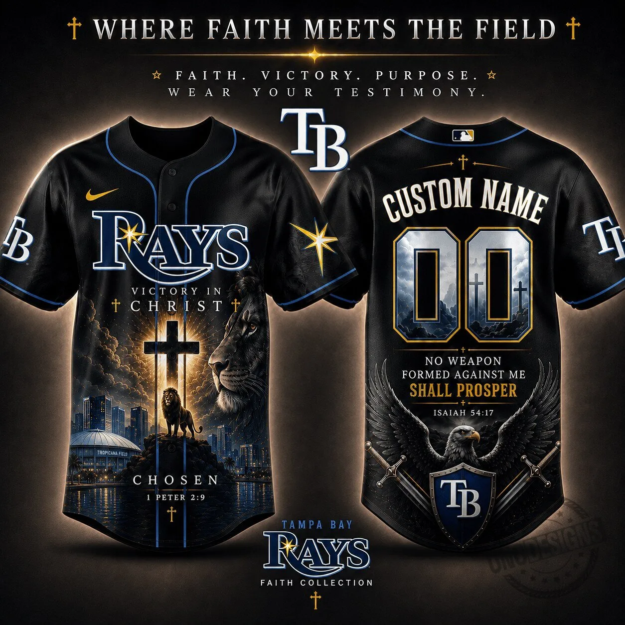 Tampa Bay Rays Baseball Personalized Faith Collection Jersey