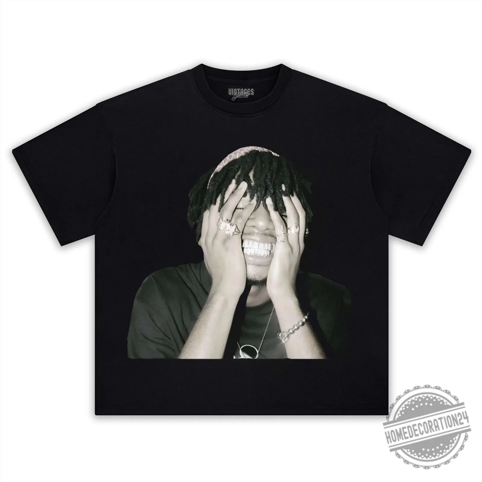 Graphic T-Shirt Featuring a Black Portrait of Rapper Playboi Carti