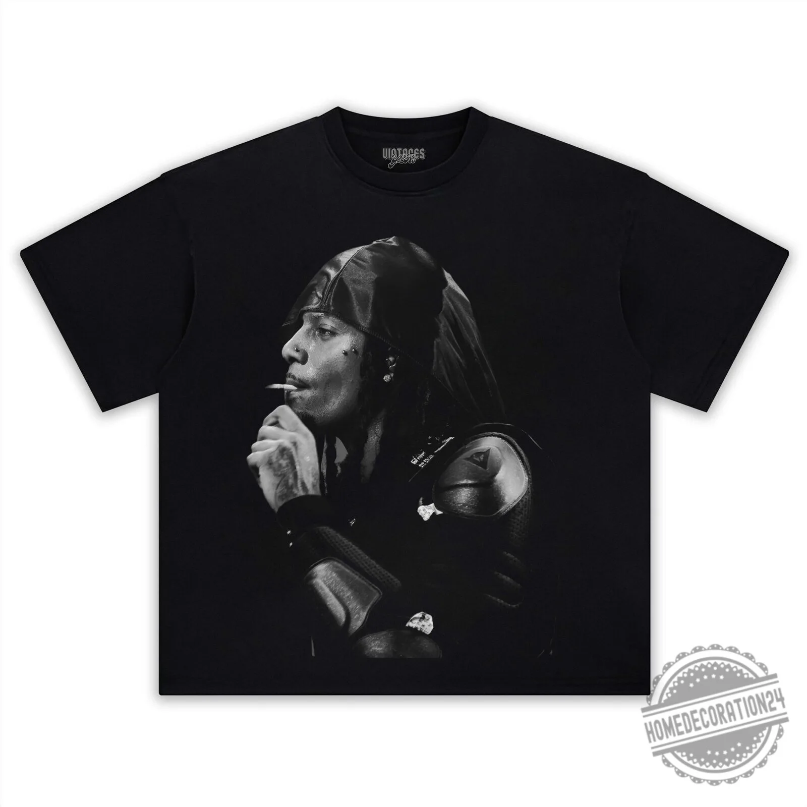 Playboi Carti Black and White Portrait Graphic Print T-Shirt