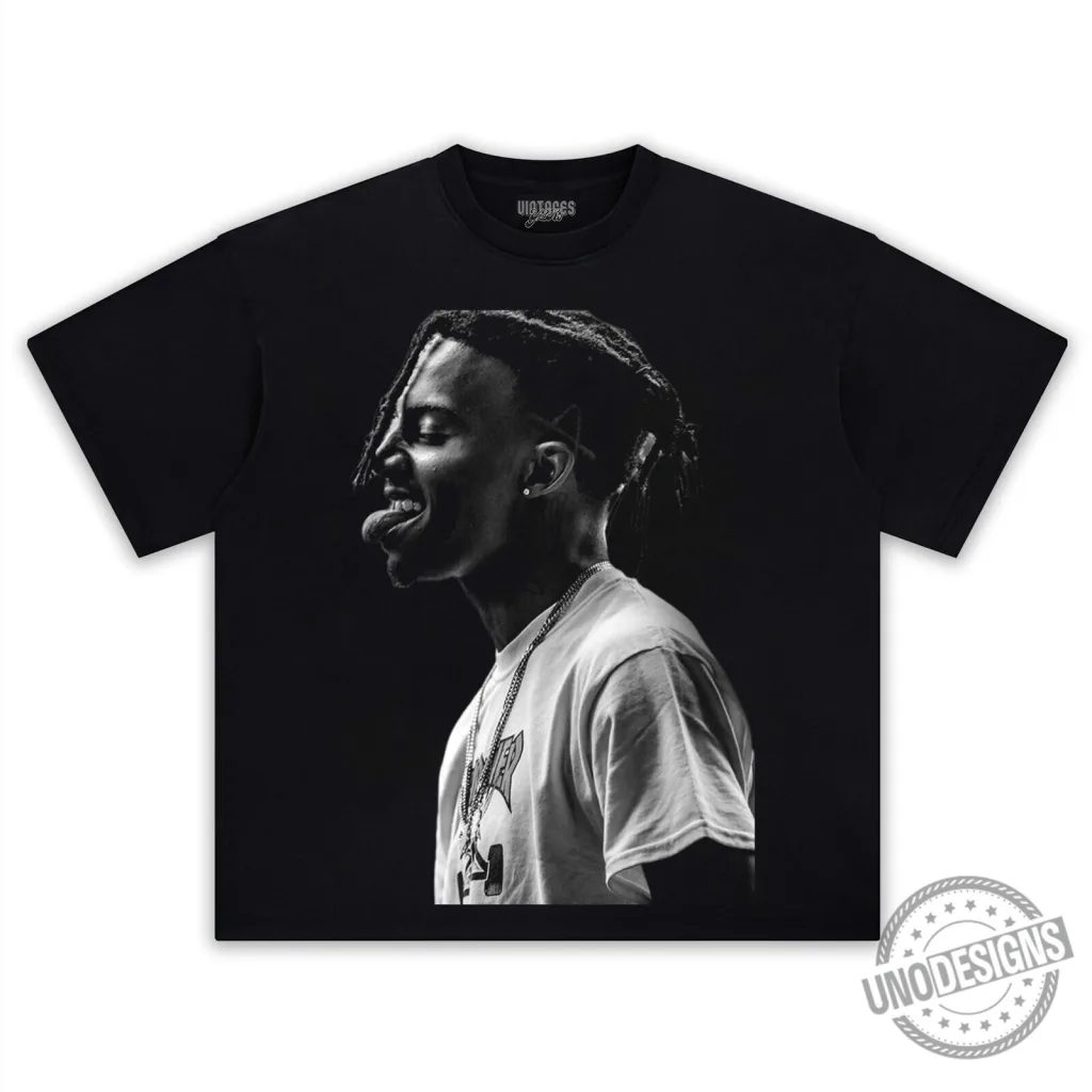 Black and White Portrait T-Shirt Featuring Rapper Playboi Carti Black and White Portrait T-Shirt Featuring Rapper Playboi Carti