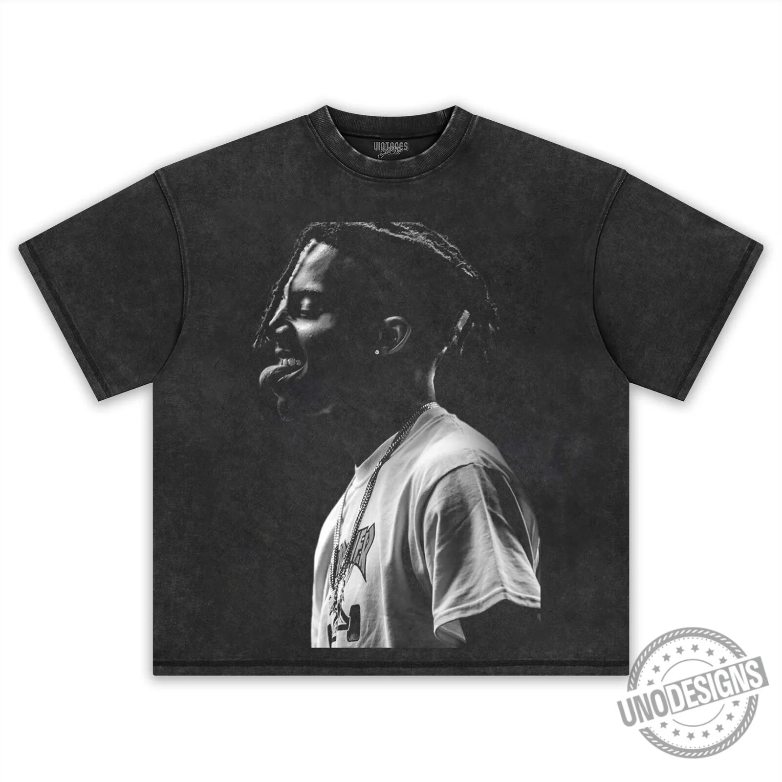 Black and White Portrait T-Shirt Featuring Rapper Playboi Carti 5 Black and White Portrait T-Shirt Featuring Rapper Playboi Carti