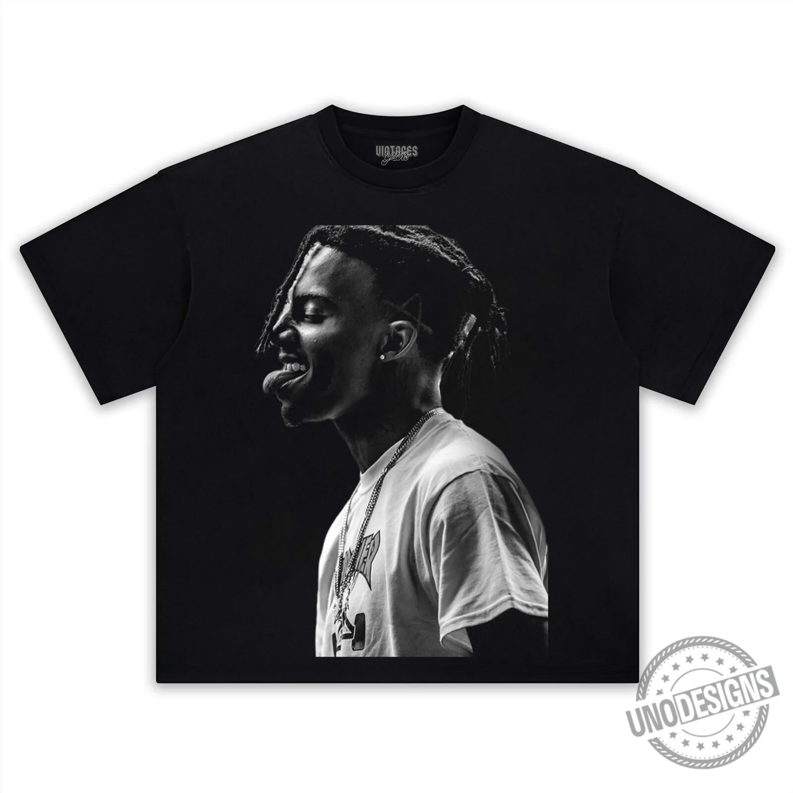 Black and White Portrait T-Shirt Featuring Rapper Playboi Carti 6 Black and White Portrait T-Shirt Featuring Rapper Playboi Carti