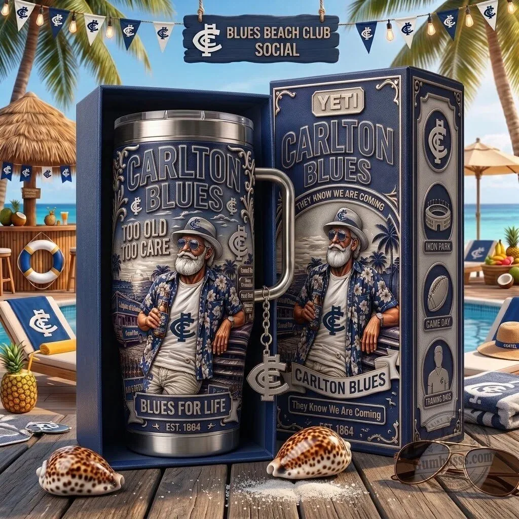 Carlton Blues Beach Club Social Stainless Steel Insulated Tumbler with Handle