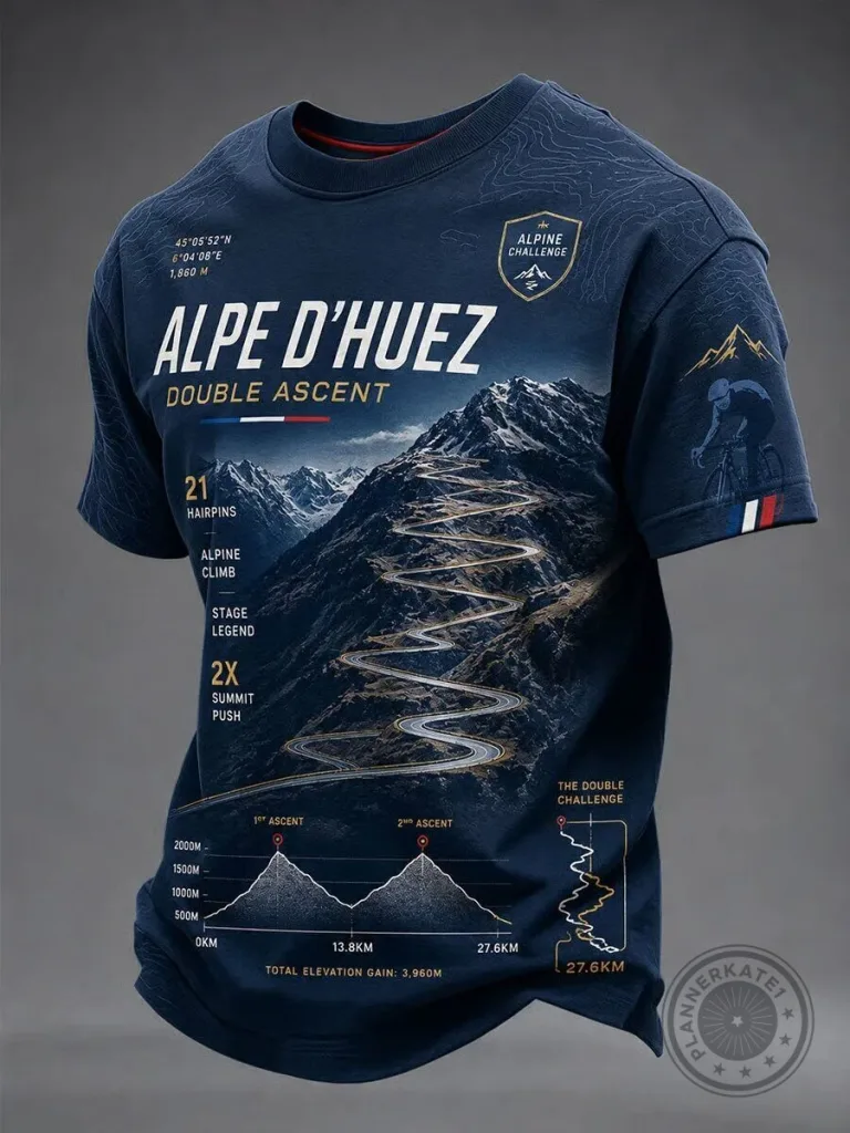 Alpe d'Huez Double Ascent Alpine Challenge Cycling Race T-Shirt