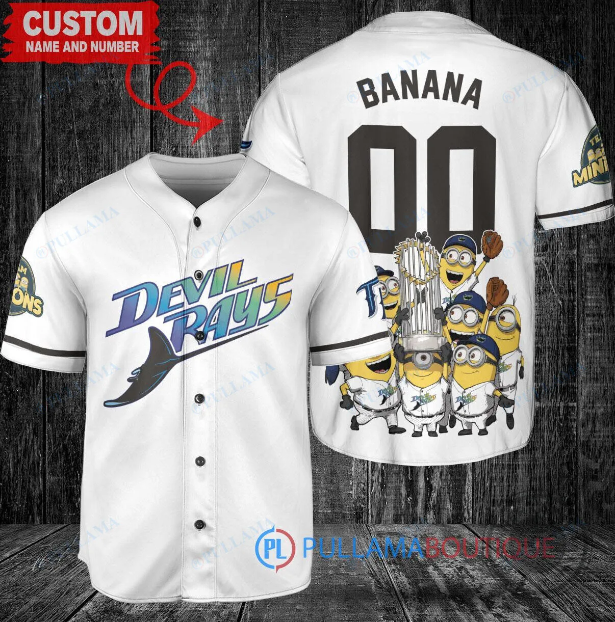 Tampa Bay Rays Baseball Minions Despicable Me World Series Trophy Baseball Jersey