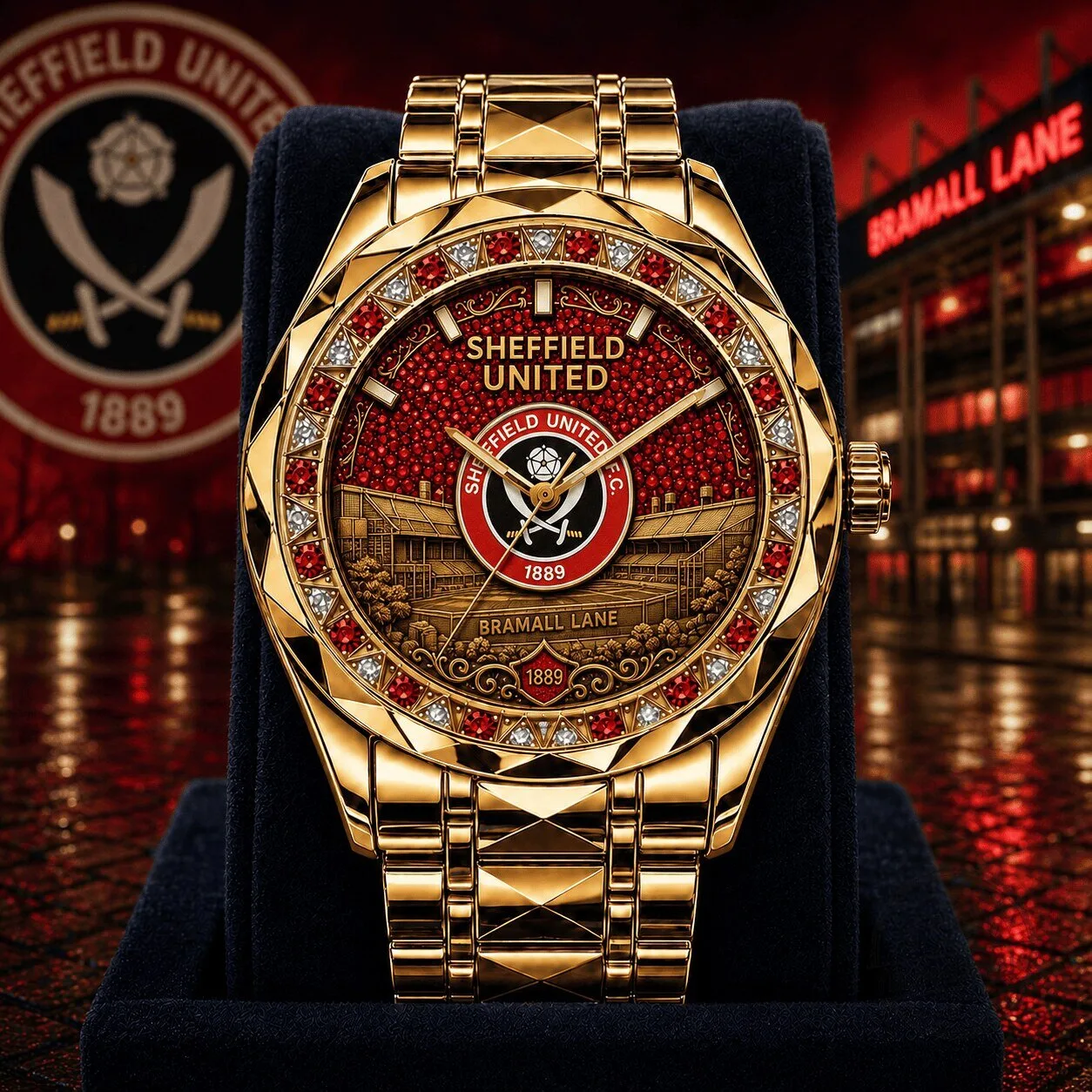 Sheffield United Football Club Bramall Lane Stadium Gold Watch for Men
