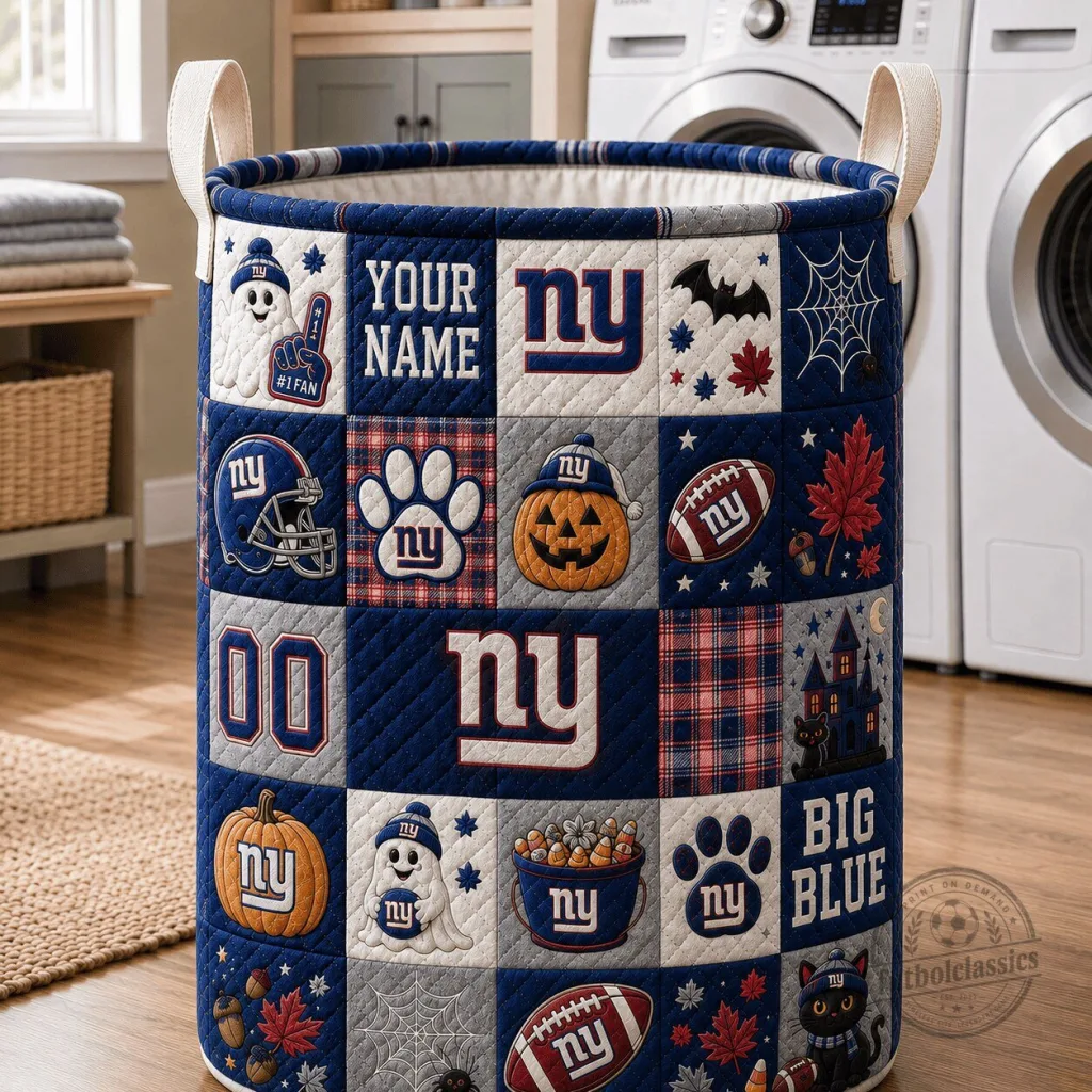 New York Giants Personalized Halloween Quilted Laundry Basket New York Giants Personalized Halloween Quilted Laundry Basket