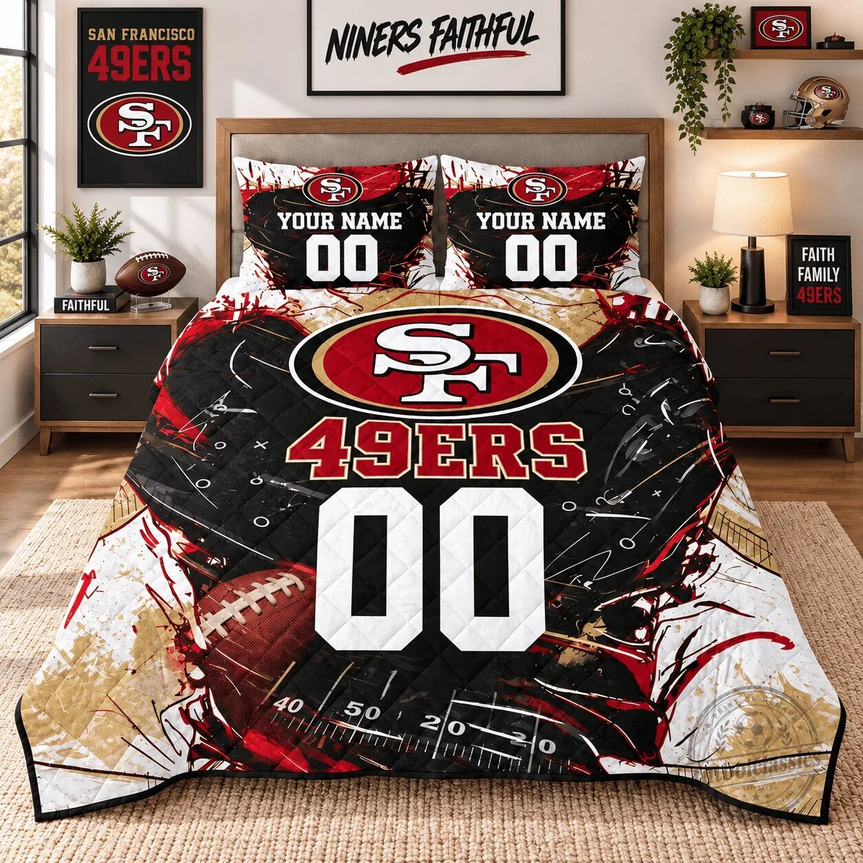 San Francisco 49ers Personalized Football Jersey Style Bedding Set