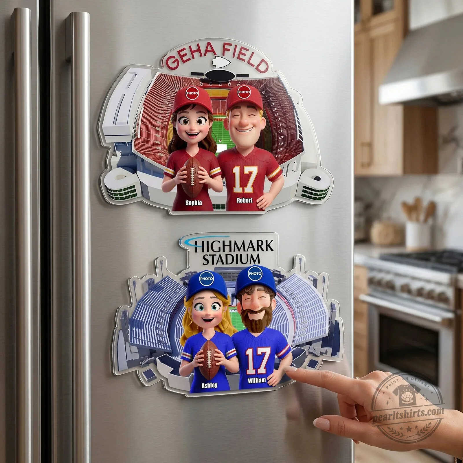 Personalized Football Stadium Couple Photo Acrylic Refrigerator Magnet