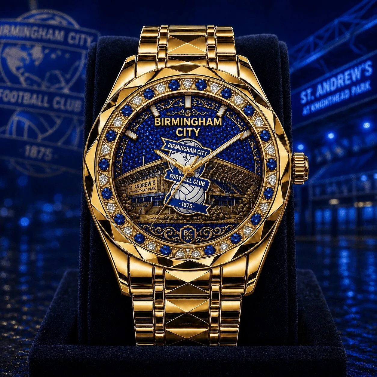 Birmingham City Football Club Gold Tone Diamond Watch