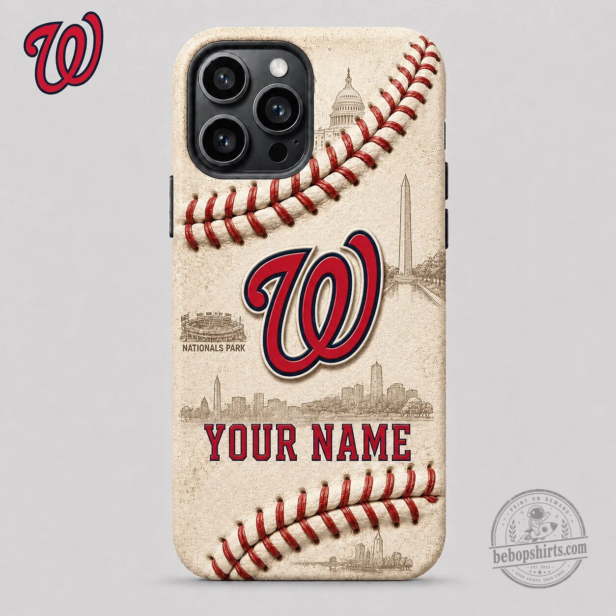 Washington Nationals Baseball Stitches Custom Name Phone Case