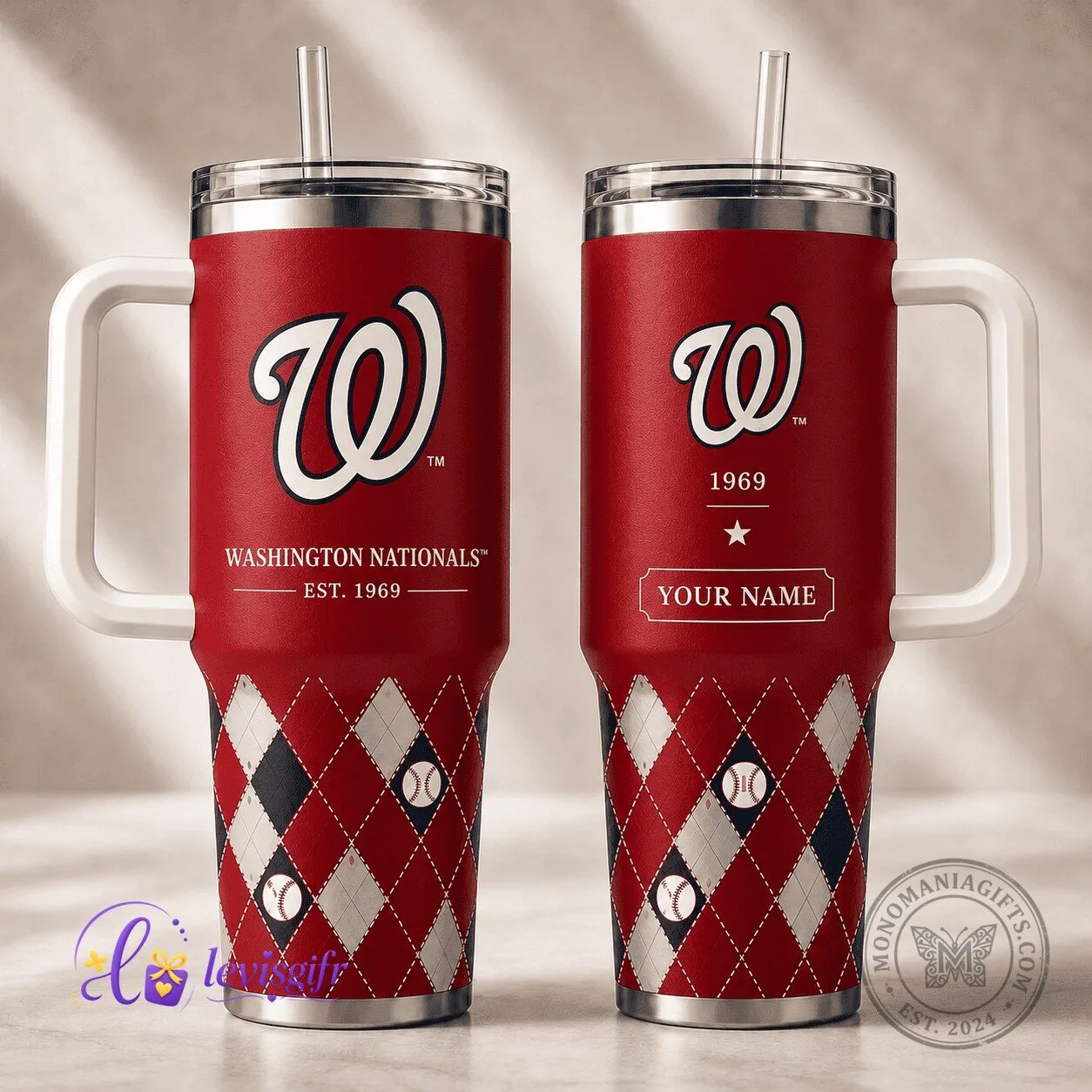 Washington Nationals Baseball Team Logo Personalized Insulated Tumbler