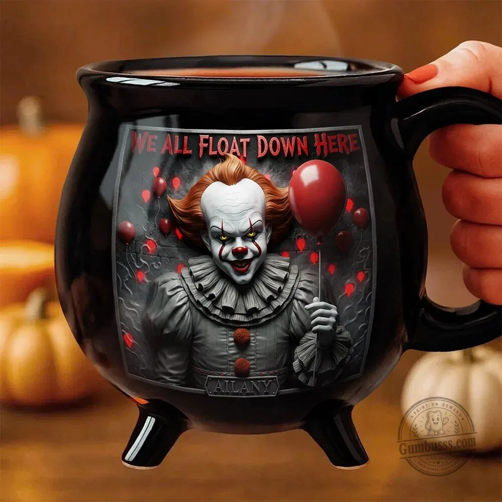 Pennywise We All Float Down Here Halloween Cauldron Mug