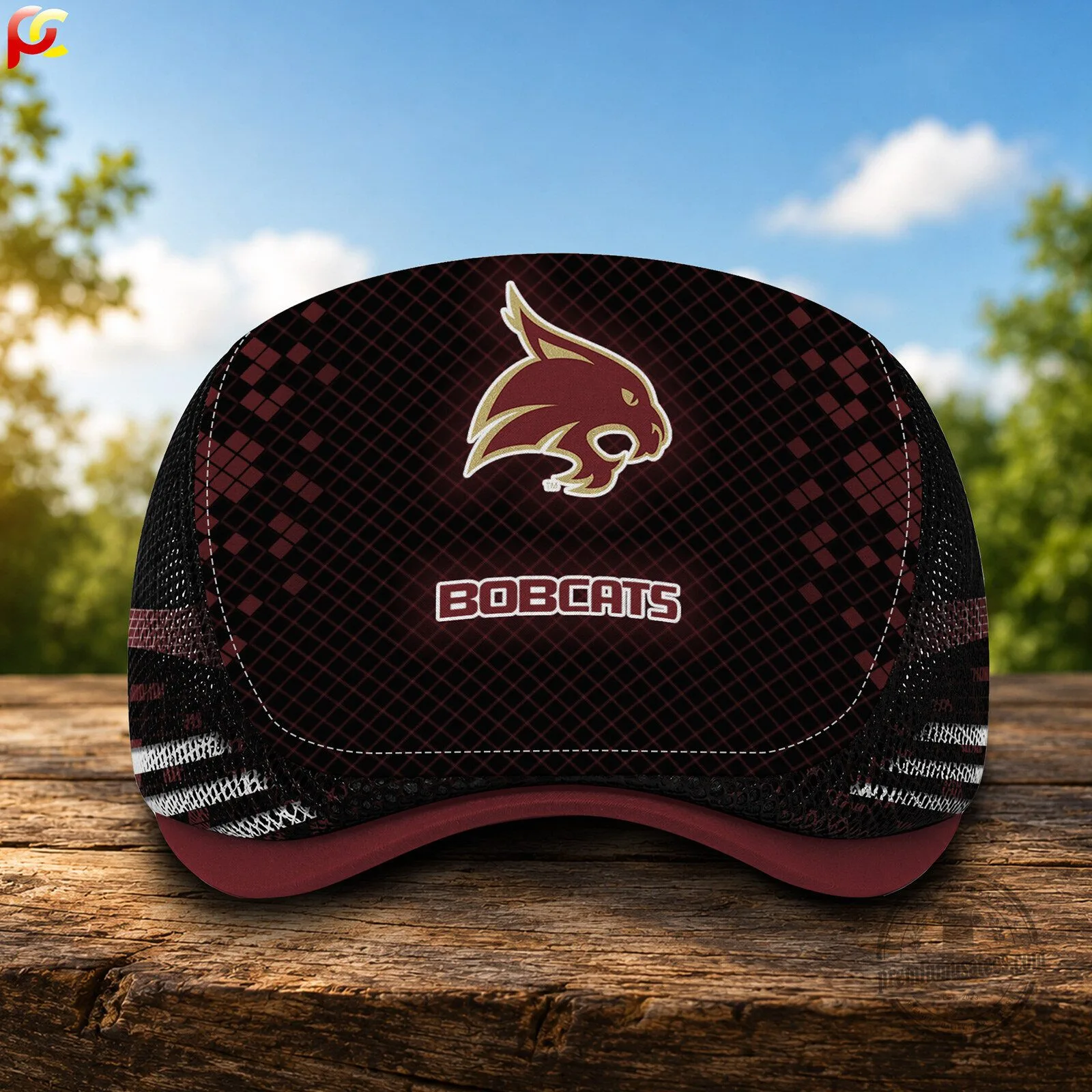 NCAA Golf Hat - Flat Cap Mesh for Texas State Bobcats 6 NCAA Golf Hat - Flat Cap Mesh for Texas State Bobcats