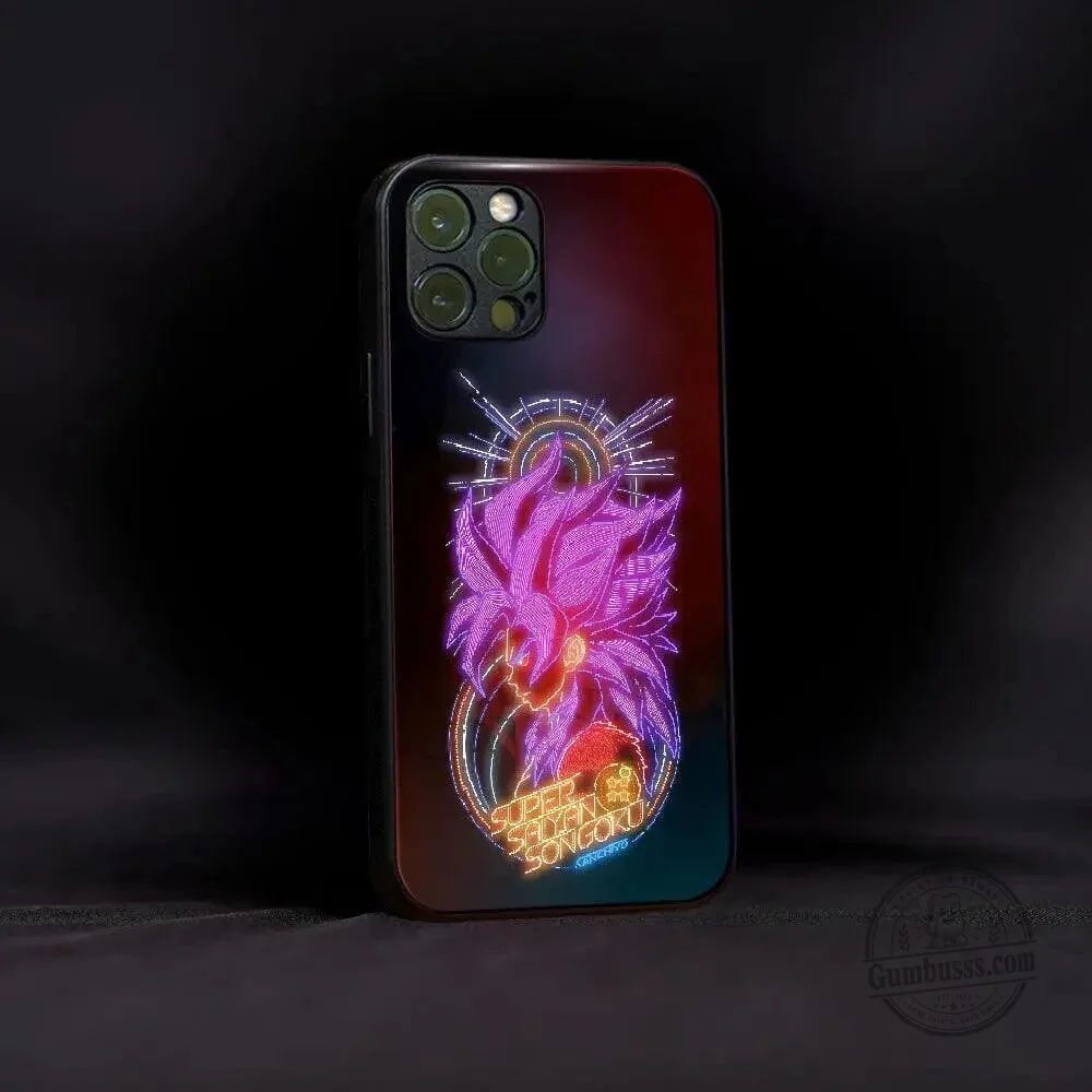 Dragon Ball Z Super Saiyan Son Goku Neon Glow Art Phone Case 1 Dragon Ball Z Super Saiyan Son Goku Neon Glow Art Phone Case